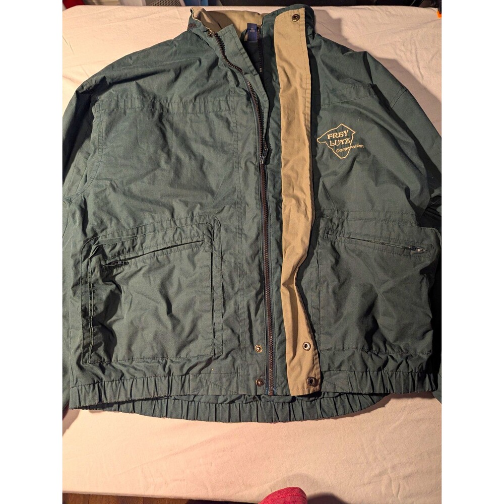 King Louie Men's Green Full Zip Jacket XL Embroidered Logo Zipped Pockets